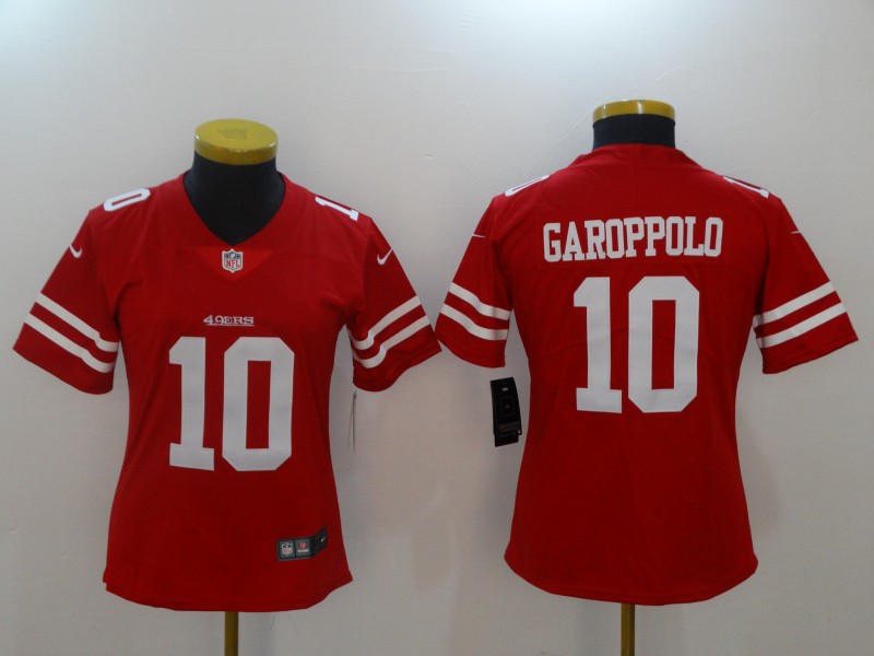 Women San Francisco 49ers #10 Garoppolo Red Nike Vapor Untouchable Limited NFL Jerseys->women nfl jersey->Women Jersey